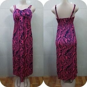 Pink and Black Paisley Maxi Dress